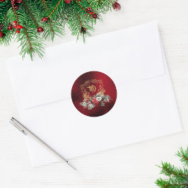 クラシッククリスマスフローラクレストモノグラム結婚ズ ラウンドシール