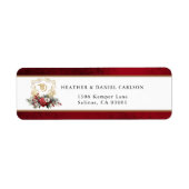 クラシッククリスマスフローラクレストモノグラム結婚ズ ラベル (正面)