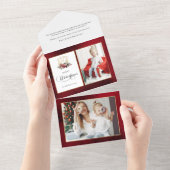 クラシッククリスマスフローラクレスト写真 オールインワン招待状 (貼ってはがせる)