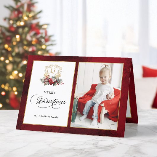 クラシッククリスマスフローラクレスト写真 シーズンカード