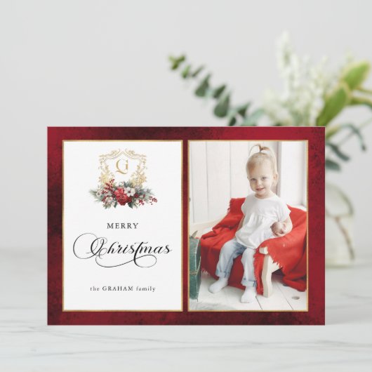 クラシッククリスマスフローラクレスト写真 シーズンカード (スタンド正面)