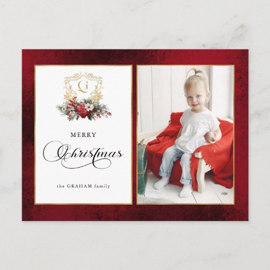 クラシッククリスマスフローラクレスト写真 シーズンポストカード (正面)