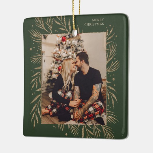 クラシッククリスマスフローラフレーム写真金属装飾品 セラミックオーナメント (左)