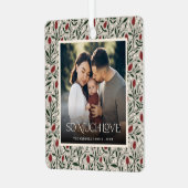 クラシッククリスマスフローラフレーム写真 メタルオーナメント (正面左)