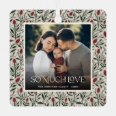 クラシッククリスマスフローラフレーム写真 メタルオーナメント (正面)