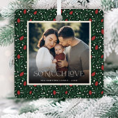 クラシッククリスマスフローラフレーム写真 メタルオーナメント