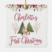 クラシッククリスマスフローラベビー初めてのクリスマス セラミックオーナメント (裏面)