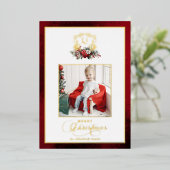 クラシッククリスマスフローラ金ゴールドクレスト写真 箔シーズンカード (立ち正面)