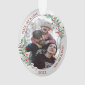 クラシッククリスマスプラントシルバーフレームファミリーフォト オーナメント (裏面)