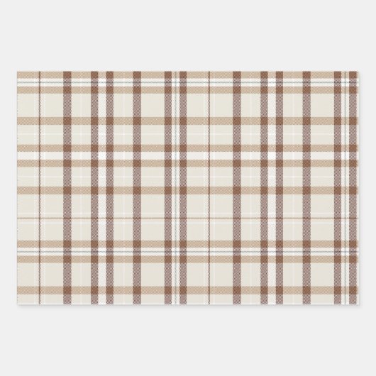 クラシッククリスマスプレイドコレクションレッドグリーンクリーム ラッピングペーパーシート (正面3)