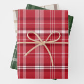 クラシッククリスマスプレイドコレクションレッドグリーンクリーム ラッピングペーパーシート (インサイチュ)
