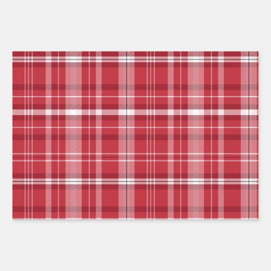 クラシッククリスマスプレイドコレクションレッドグリーンクリーム ラッピングペーパーシート (正面)