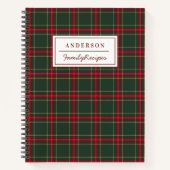 クラシッククリスマスプレイドファミリー名レシピ ノートブック (正面)