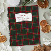 クラシッククリスマスプレイドファミリー名レシピ ノートブック