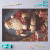 クラシッククリスマスプレゼントのあるサンタクロース 薄葉紙 (クラフト)