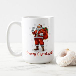 クラシッククリスマスプレゼントを持ってくるサンタクロース コーヒーマグカップ