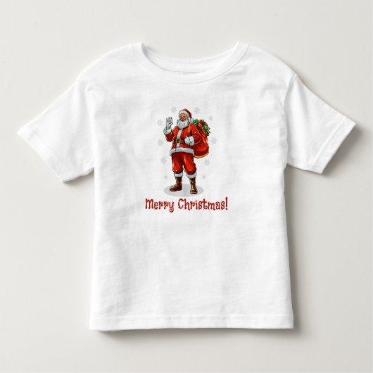 クラシッククリスマスプレゼントを持ってくるサンタクロース トドラーTシャツ (正面)