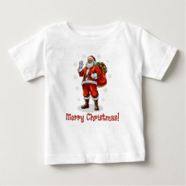 クラシッククリスマスプレゼントを持ってくるサンタクロース ベビーTシャツ