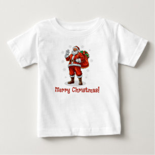 クラシッククリスマスプレゼントを持ってくるサンタクロース ベビーTシャツ