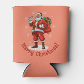 クラシッククリスマスプレゼントを持ってくるサンタクロース 缶クーラー (正面)