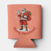 クラシッククリスマスプレゼントを持ってくるサンタクロース 缶クーラー (裏面)