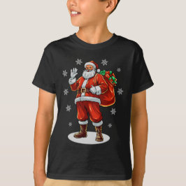 クラシッククリスマスプレゼントを持ってくるサンタクロース Tシャツ