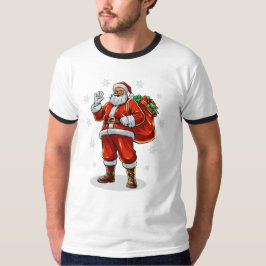 クラシッククリスマスプレゼントを持ってくるサンタクロース Tシャツ