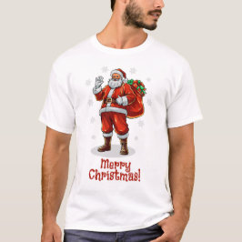 クラシッククリスマスプレゼントを持ってくるサンタクロース Tシャツ