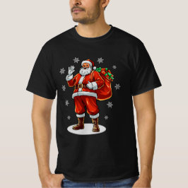 クラシッククリスマスプレゼントを持ってくるサンタクロース Tシャツ