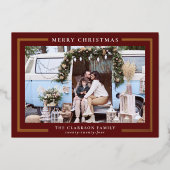 クラシッククリスマスホリデーフォトカード 箔シーズンカード (正面)