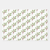 クラシッククリスマスホリーとベリー ラッピングペーパーシート (正面3)