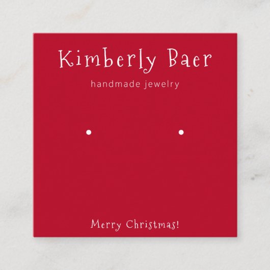 クラシッククリスマスホワイトイヤリングディスプレイ スクエア名刺 (正面)