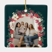 クラシッククリスマスボタニカルアニュアルキープサケ写真 セラミックオーナメント (裏面)