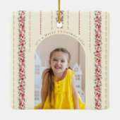 クラシッククリスマスボタニカルアニュアルキープサケ写真 セラミックオーナメント (裏面)