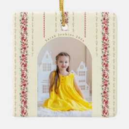 クラシッククリスマスボタニカルアニュアルキープサケ写真 セラミックオーナメント