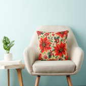 クラシッククリスマスポインセチアとホリーパターン クッション (椅子)