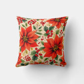 クラシッククリスマスポインセチアとホリーパターン クッション (裏面)