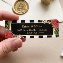 クラシッククリスマスポインセチアフローラ金ゴールドフレーム ラベル