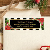 クラシッククリスマスポインセチアフローラ金ゴールドフレーム ラベル