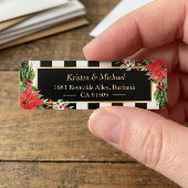 クラシッククリスマスポインセチアフローラ金ゴールドフレーム ラベル