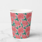 クラシッククリスマスポインセチア花柄 紙コップ (右)