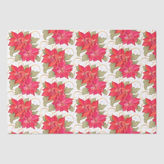 クラシッククリスマスポインセティアスティッシュペーパー 薄葉紙 (正面)