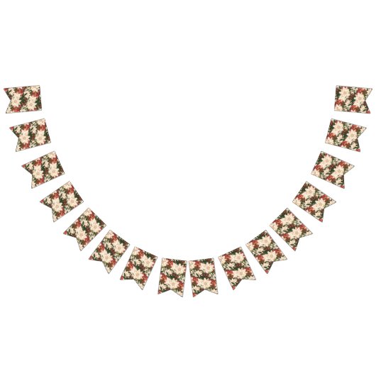 クラシッククリスマスポインセティアスプレンダーホリデイ バンティングフラッグ (全)