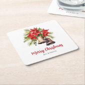 クラシッククリスマスポインセティアス&ゴールデンベル スクエアペーパーコースター (アングル)