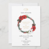 クラシッククリスマスモダンモノグラム結婚写真 招待状 (正面)