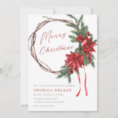 クラシッククリスマスリースモダンクリスマスパーティー 招待状 (正面)
