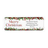 クラシッククリスマスリースレッドホリーベリー ラベル (正面)