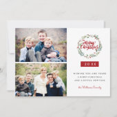 クラシッククリスマスリース2枚の休日 招待状 (正面)