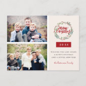 クラシッククリスマスリース2枚パーソナライズされた写真 ポストカード (正面)