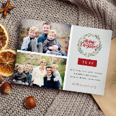 クラシッククリスマスリース2枚パーソナライズされた写真 ポストカード